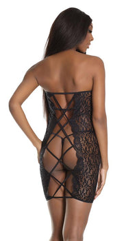 Black Lace Criss-Cross Lingerie Dress - Lingerie