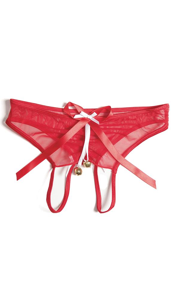 Mesh Gathered Back Crotchless Panty - Lingerie