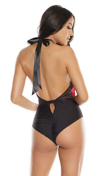 Deep V-Neck Embroidered Teddy - Lingerie