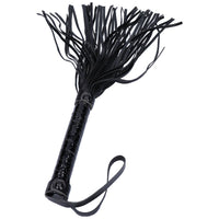 Black bondage flogger with design on handle
