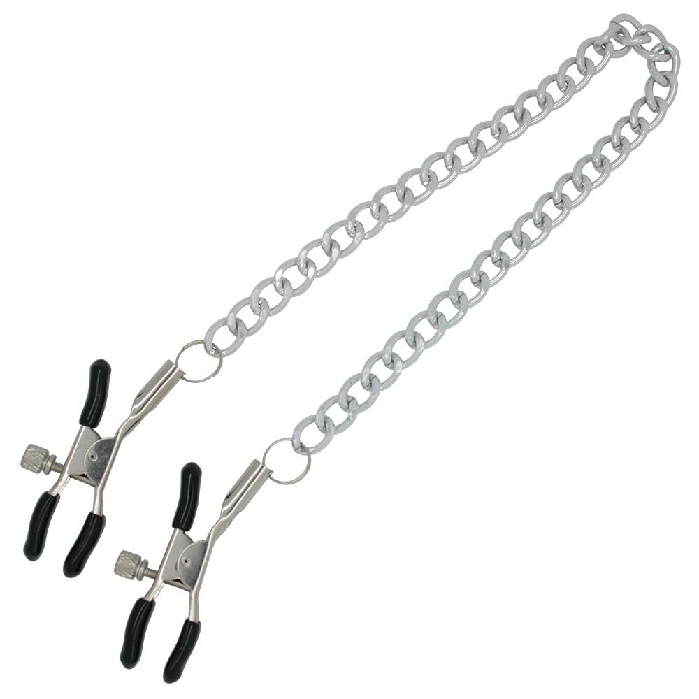 Adjustable Chained Nipple Clamps - Bondage