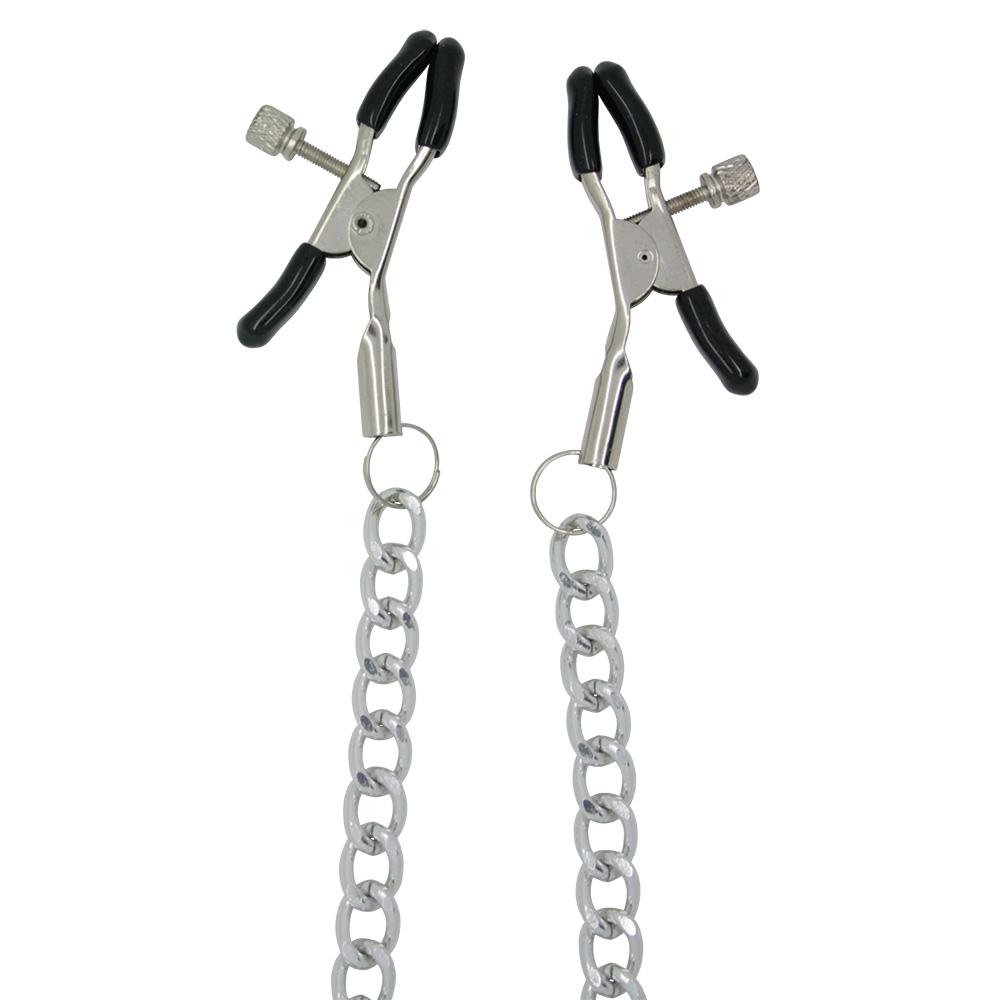 Adjustable Chained Nipple Clamps - Bondage