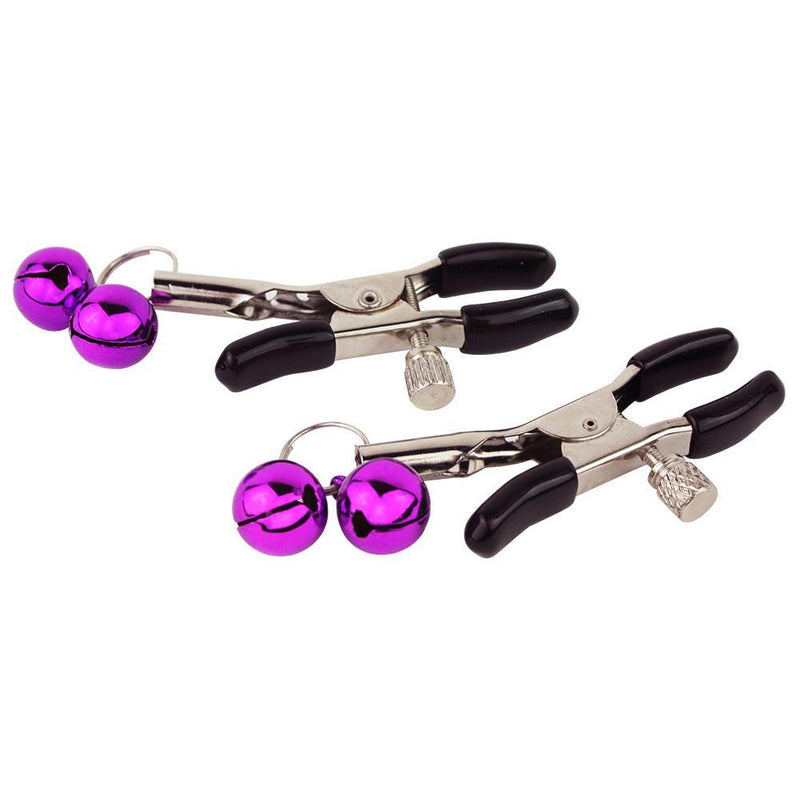 Adjustable Nipple Clamps with Bells - Bondage