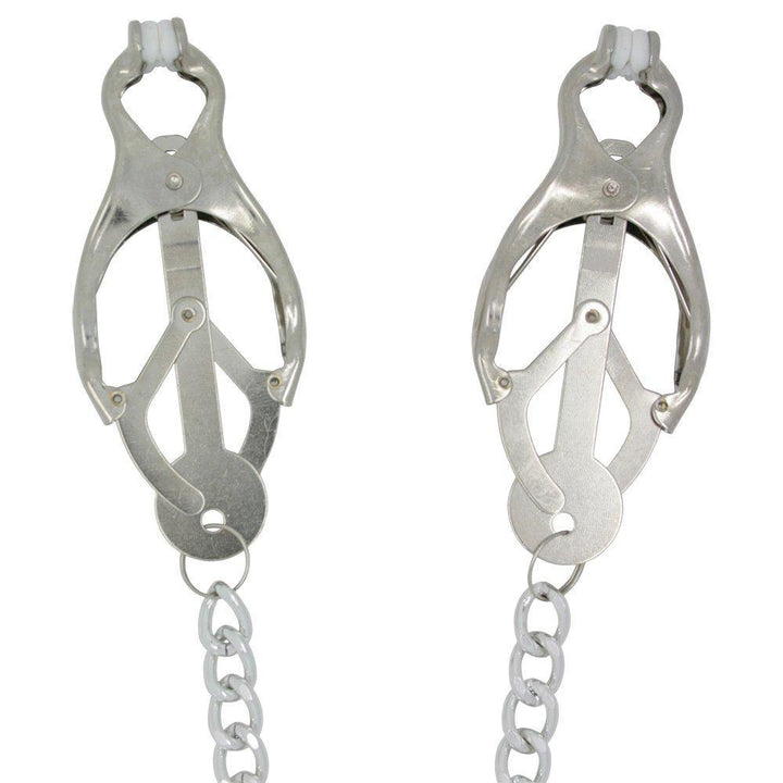 Chained Metal Clover Nipple Clamps - Bondage