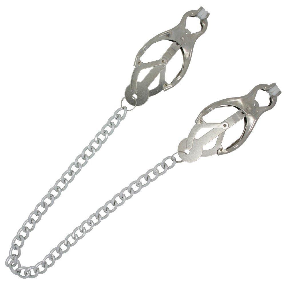 Chained Metal Clover Nipple Clamps - Bondage