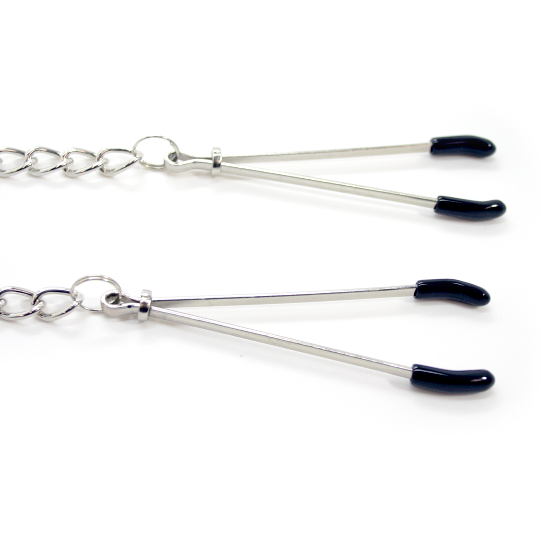 Tweezer Nipple Clamps with Metal Chain - Bondage