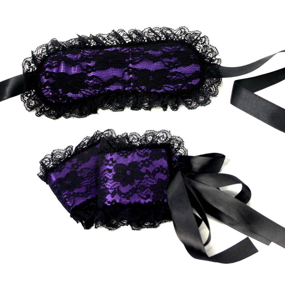 Intimate Bondage Kit For Couples - Silk Lace Blindfold & Cuff Set - Bondage