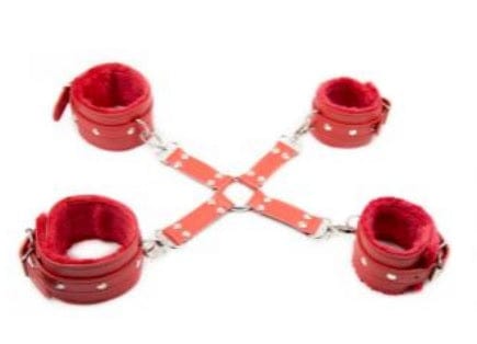 Hog Tie Restraint With Faux Fur Cuffs