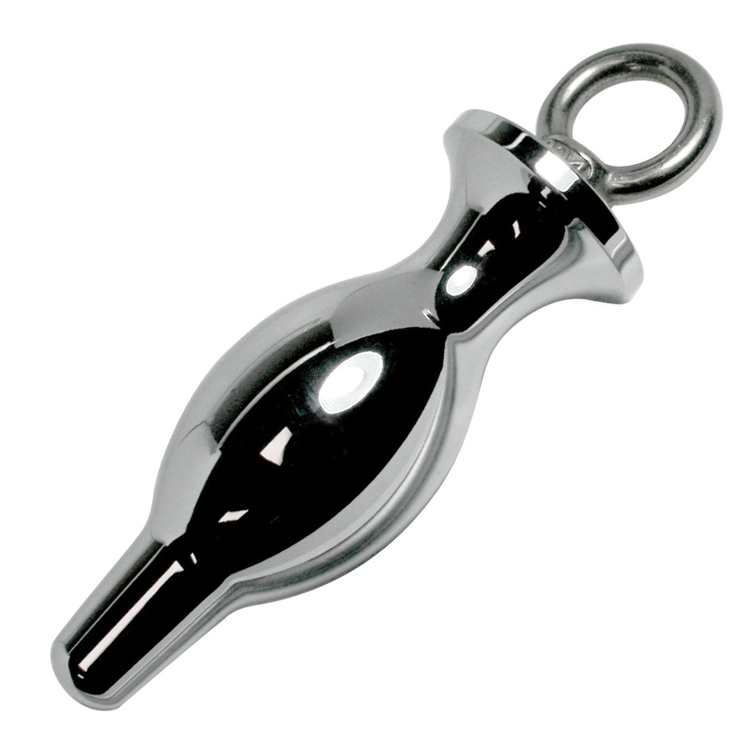 Silver Bulbed Anal Plug with Pull Ring - Anal Toys