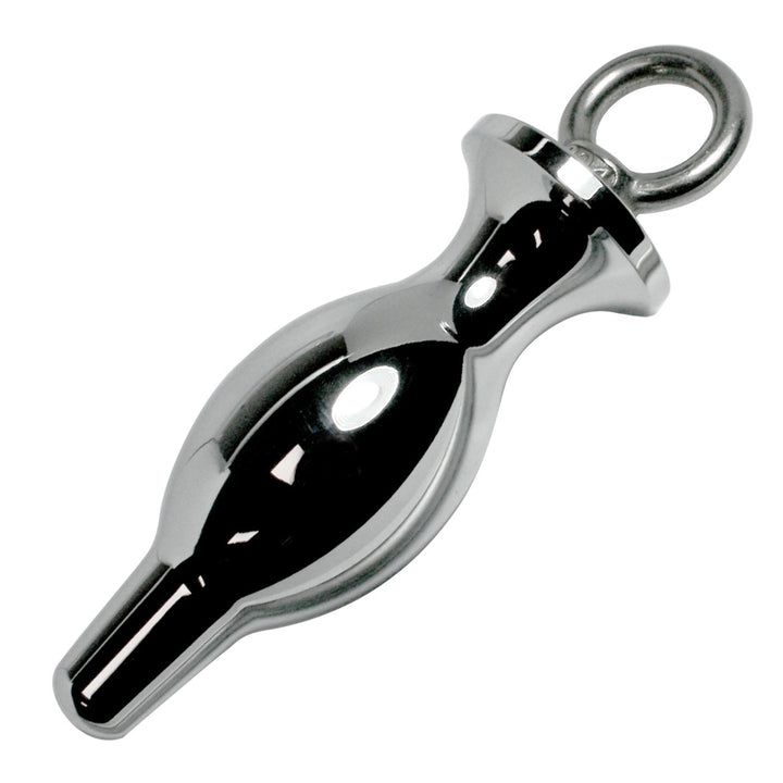 Silver Bulbed Anal Plug with Pull Ring - Anal Toys