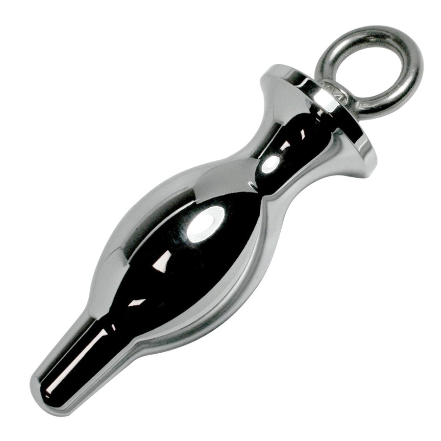 Silver Bulbed Anal Plug with Pull Ring - Anal Toys