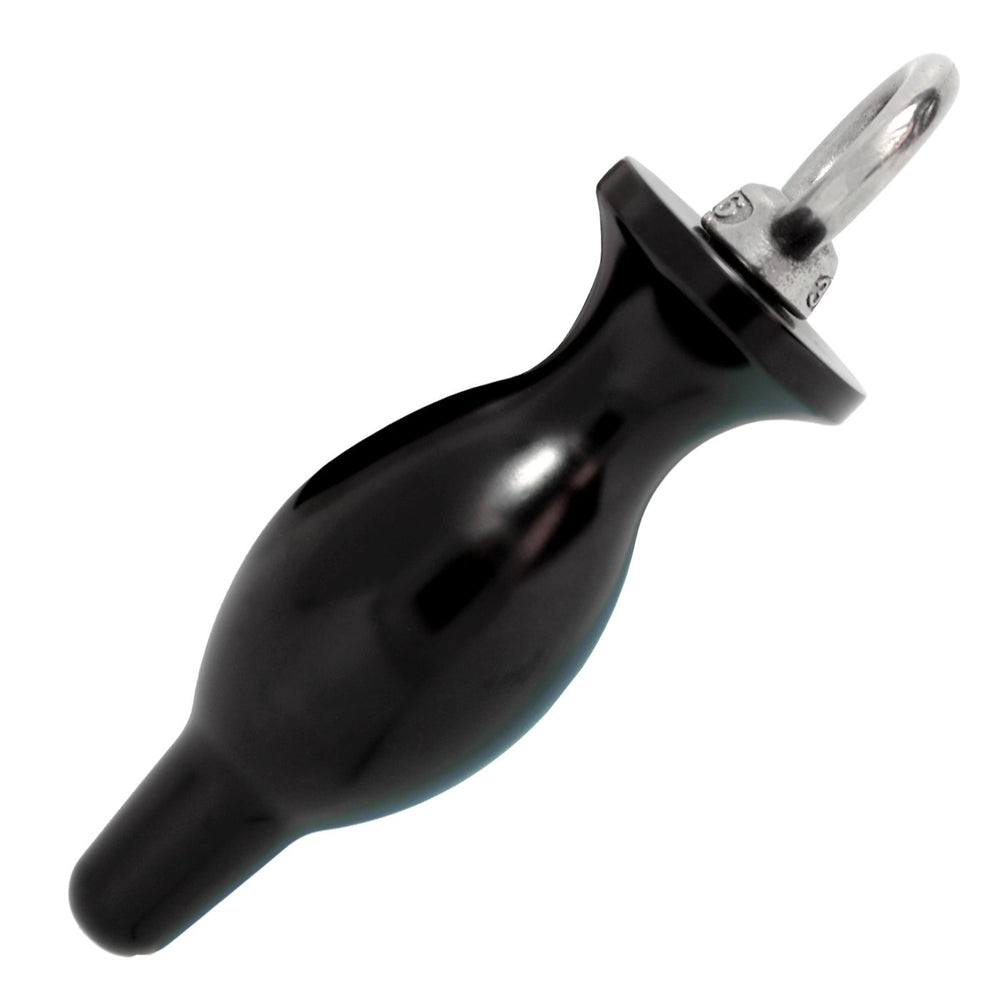 Black Bulbed Anal Plug with Pull Ring - Anal Toys