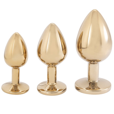 Gold Metal Butt Plug with Black Jewel - Anal Toys