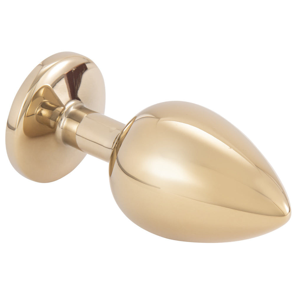 Gold Metal Butt Plug with Black Jewel - Anal Toys