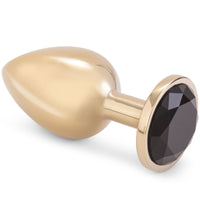 Gold Metal Butt Plug with Black Jewel - Anal Toys