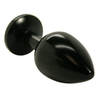 Shiny black anal plug with red jewel