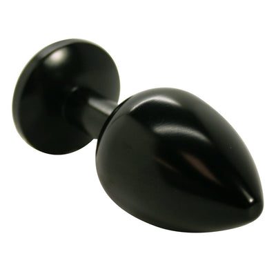 Shiny black anal plug with red jewel