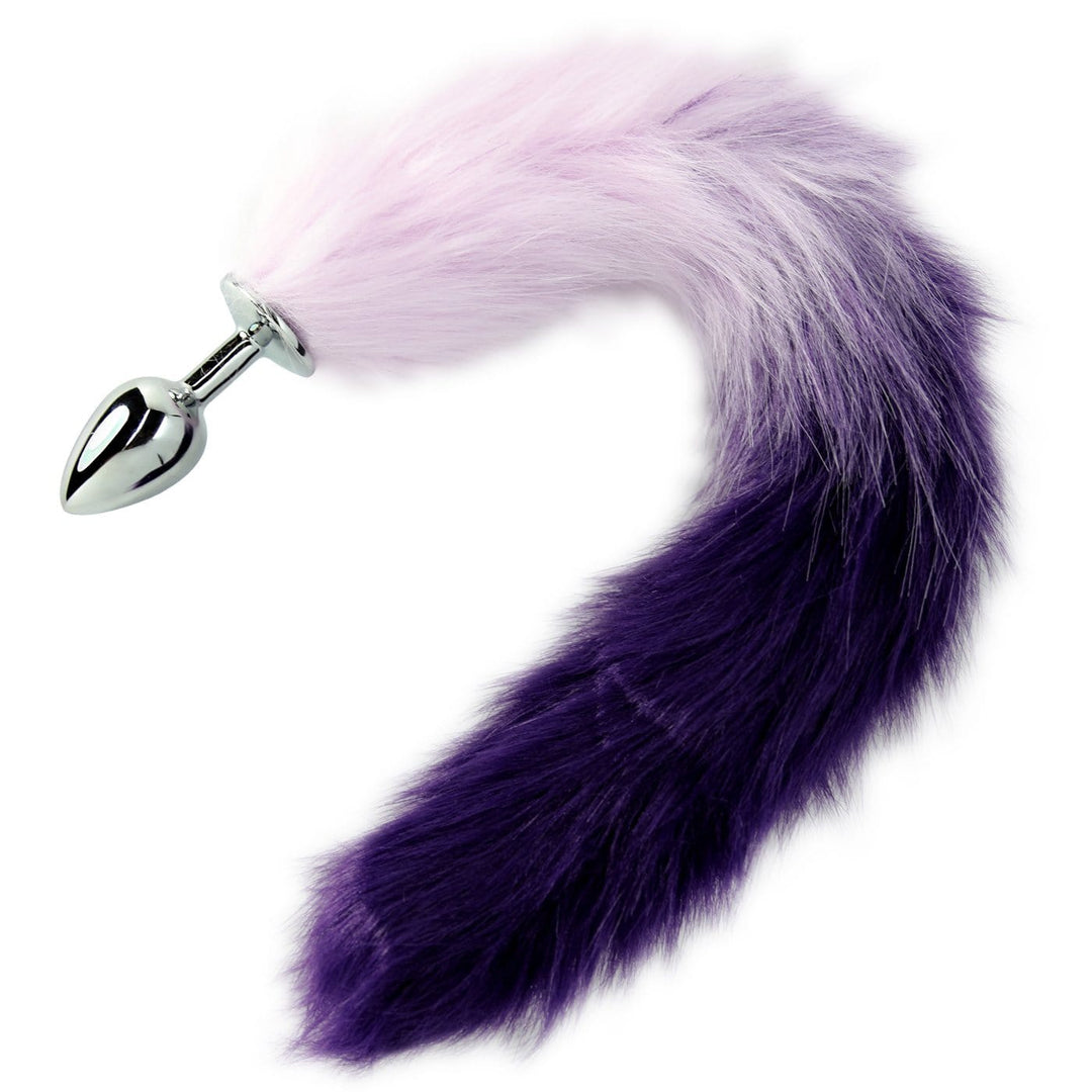 Image of the pink and purple faux-fur anal plug.