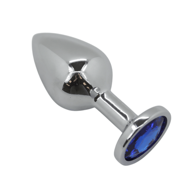 Image of the anal plug with the blue jewel from the side.