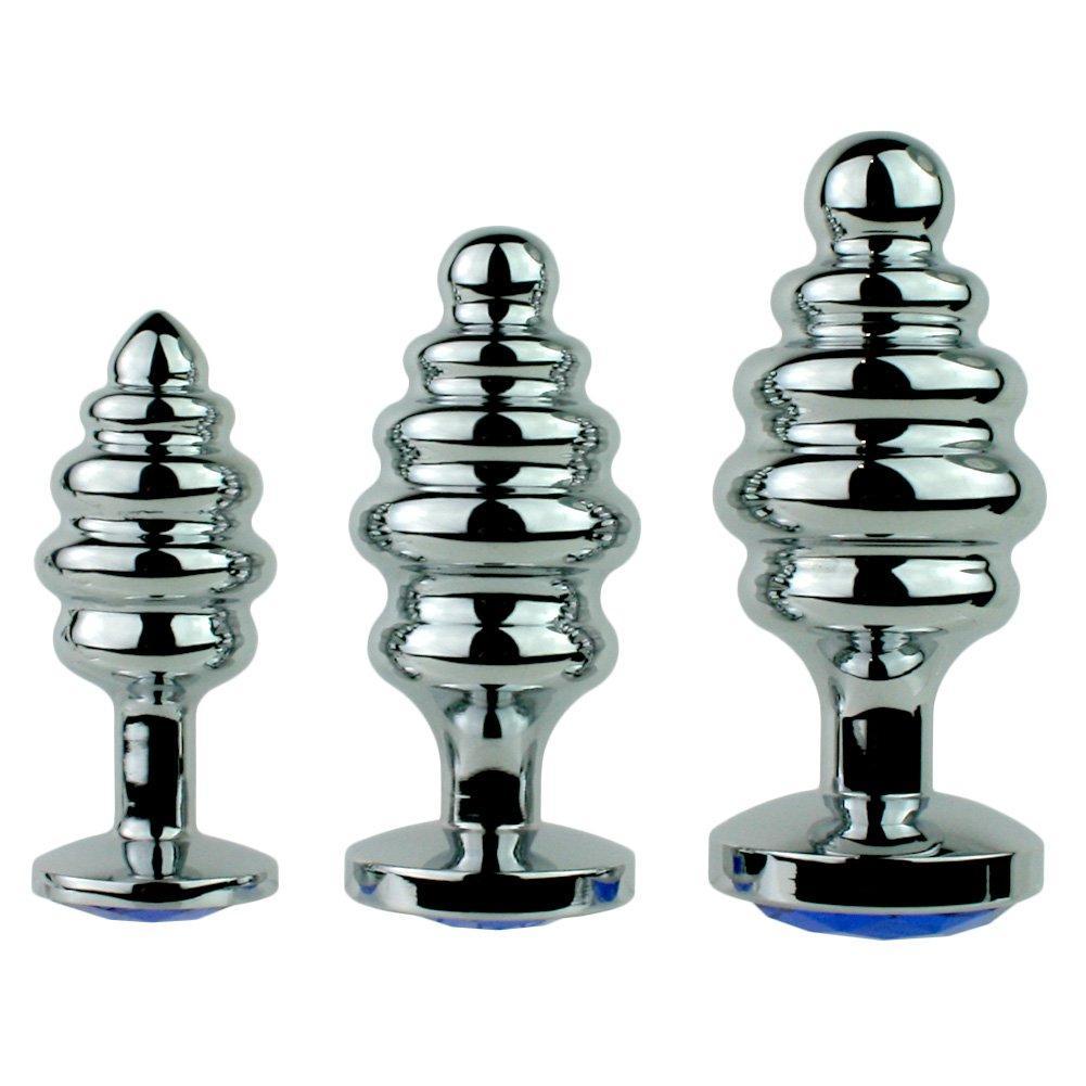 Jewel Metal Booty Plug - Rippled for Intense Sensations! - Anal Toys