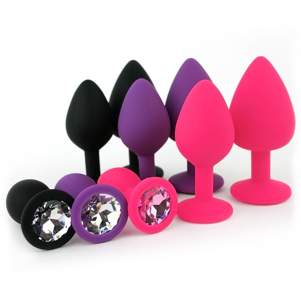 Silicone Jewel Anal Plug - Black, Pink, Purple TooTimid.com Silicone Jewel Anal Plug - Black, Pink, Purple TooTimid.com