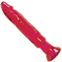 Image of the jelly dildo. This slim 6 inch dildo is perfect for those who want to start with anal play! This flexible and jelly dong will help safely prepare you for anal penetration.