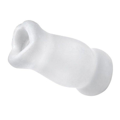 Clear super sucker male masturbation sleeve with mouth shaped opening