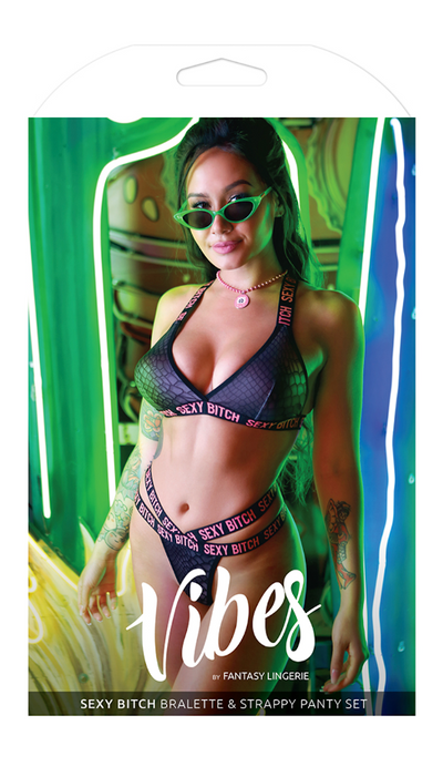 Sexy Snakeskin Print Bralette & Strappy Panty Set - Lingerie