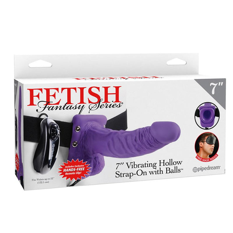 Boxed packaging for purple realistic hollow dildo