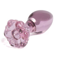 Pink Metal Anal Plug With Flower On End
