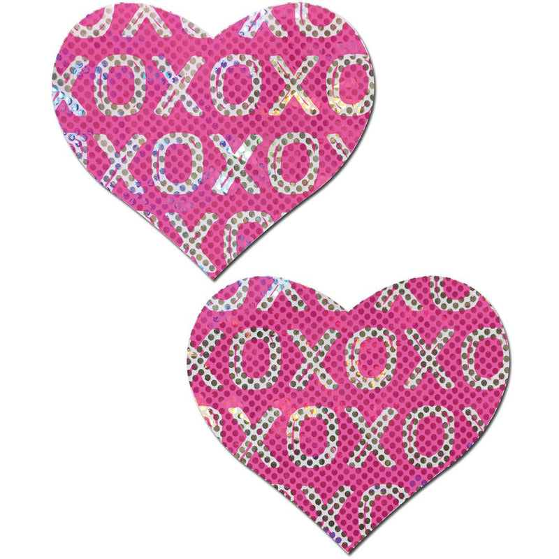 Pastease Pink and White XO Heart Nipple Pasties - Lingerie