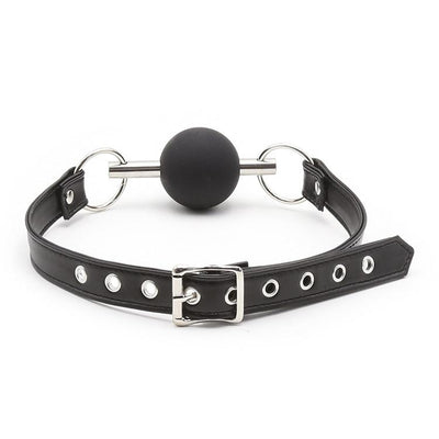 Silicone Ball Gag With Leather Straps - Bondage