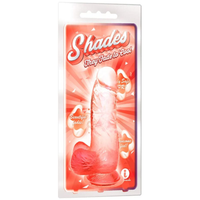 Image of the product packaging of the coral gradient dildo.