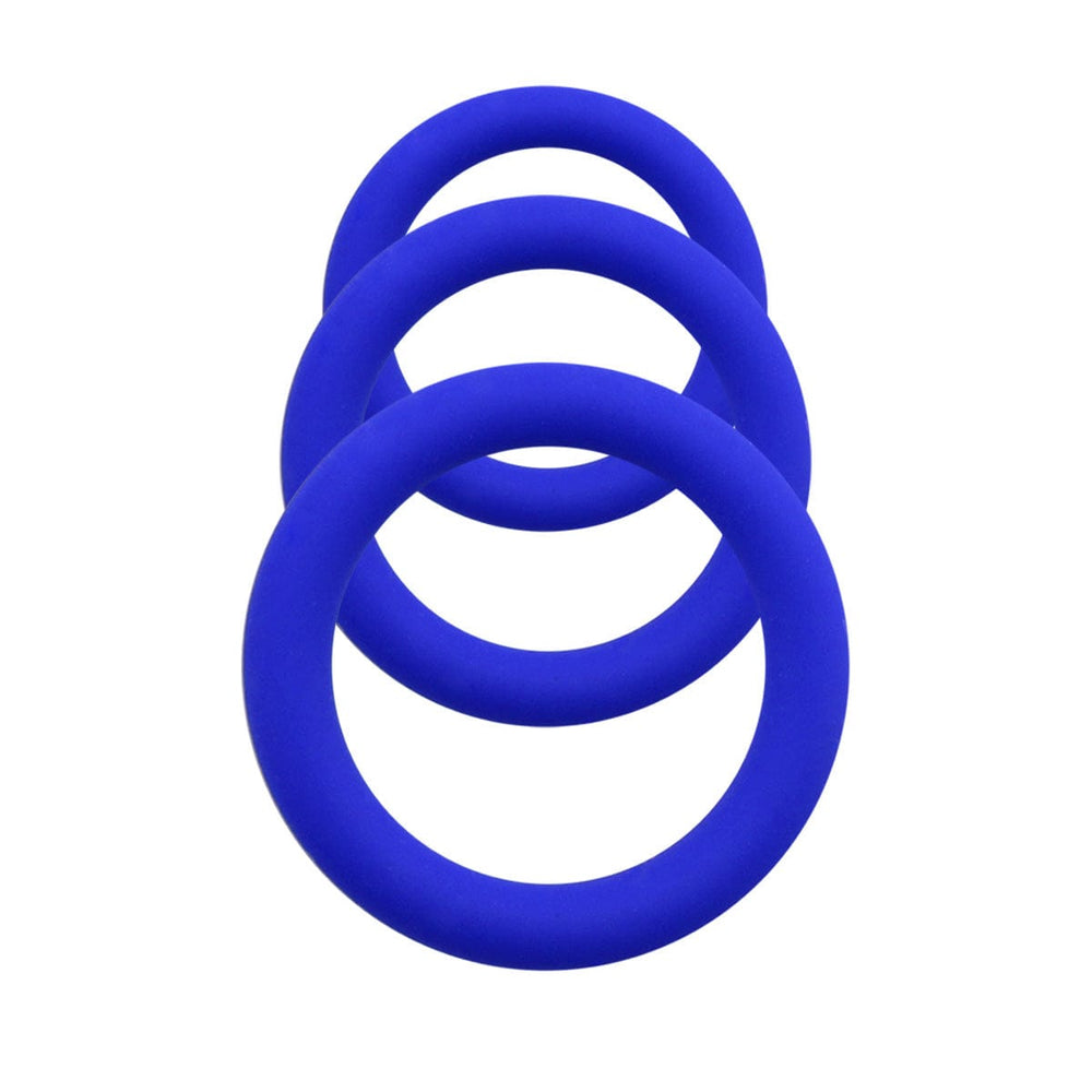 Set of 3 bright blue erection stacking cock rings