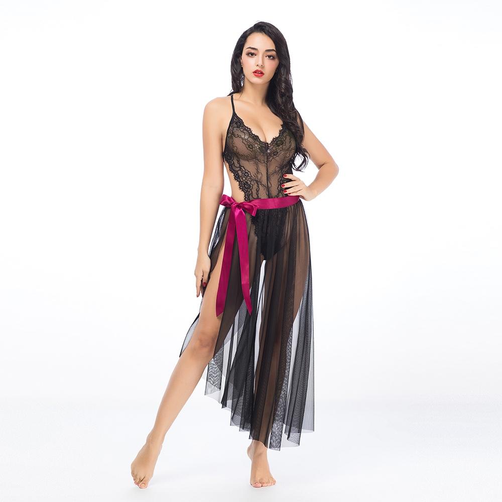 Sheer Black Lace Teddy - XS-M - Lingerie