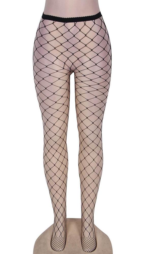 Black fishnet pantyhose: one size fits most.  - Lingerie