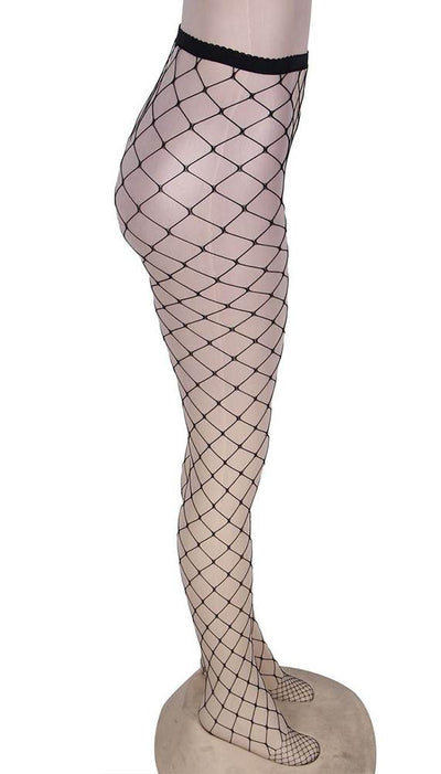 Black fishnet pantyhose: one size fits most.  - Lingerie