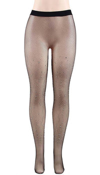 Black fishnet pantyhose with rhinestones: one size fits most. - Lingerie