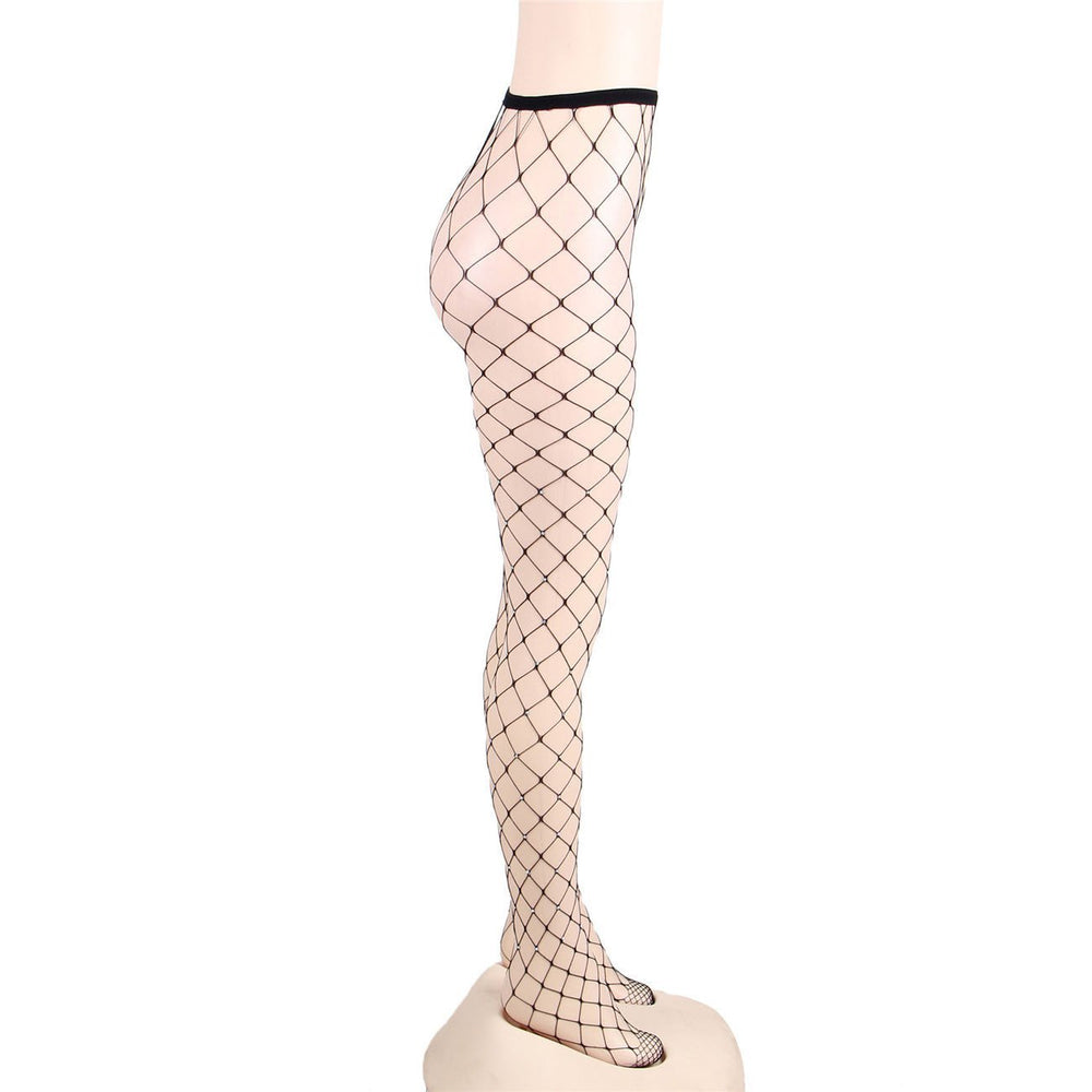 Black Rhinestone Net Pantyhose - One Size Fits Most - Lingerie