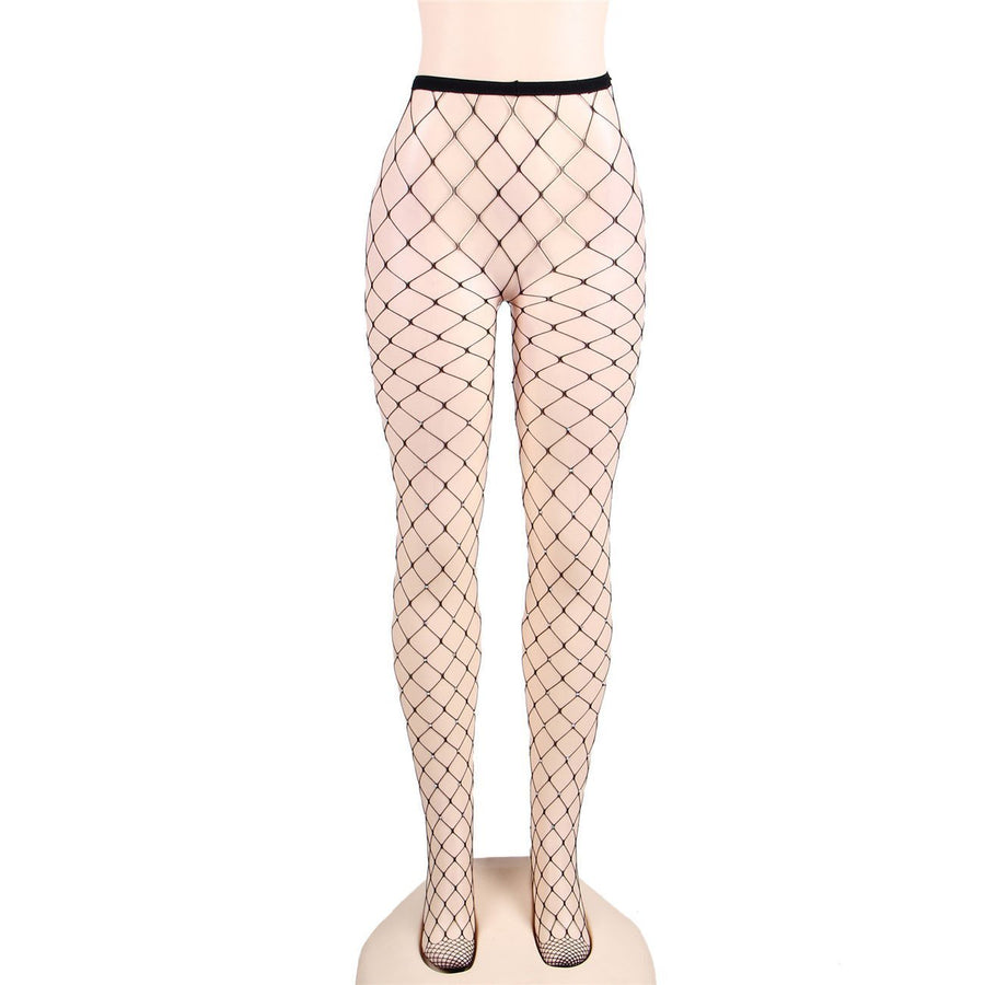 Black Rhinestone Net Pantyhose - One Size Fits Most - Lingerie