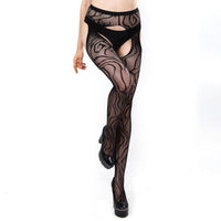 Black Gartered Stockings - One Size Fits Most - Lingerie