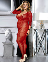 Lace Net Crotchless Bodystocking - One Size and Queen Available - Lingerie