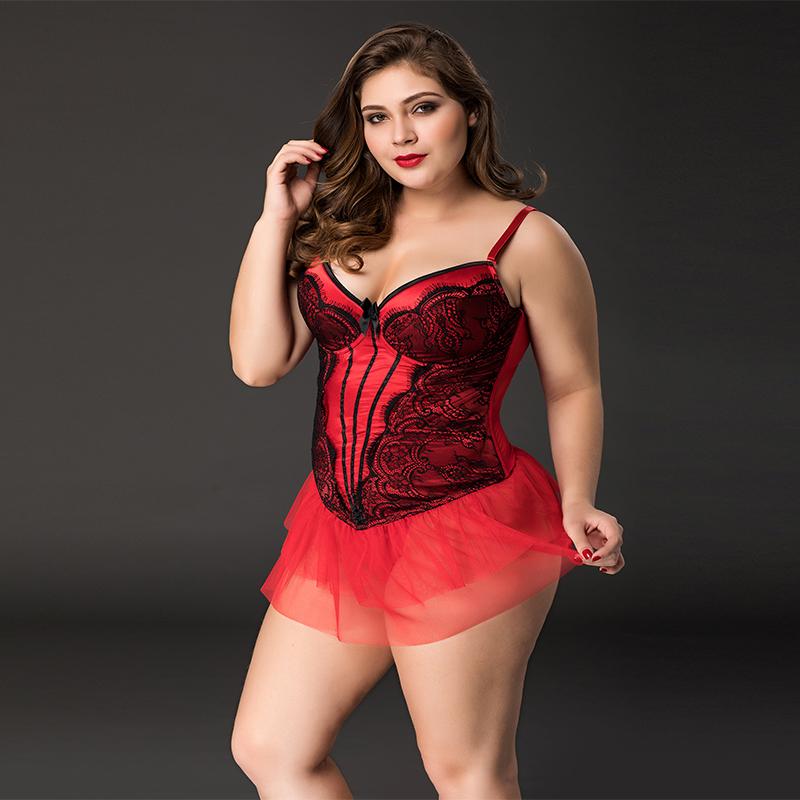 Red Skirted Corset - L-XL - Lingerie