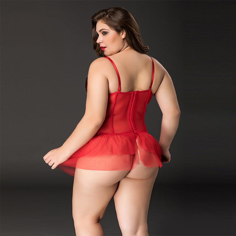 Red Skirted Corset - L-XL - Lingerie