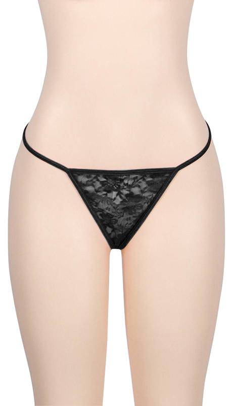 Black lace g-string available in three sizes.  - Lingerie