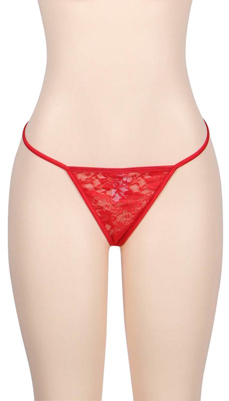Red lace g-string available in three sizes.  - Lingerie