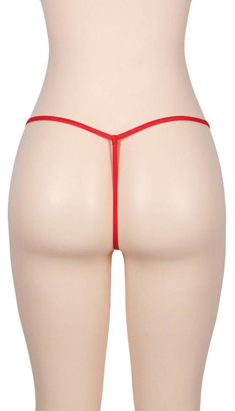 Red lace g-string available in three sizes.  - Lingerie