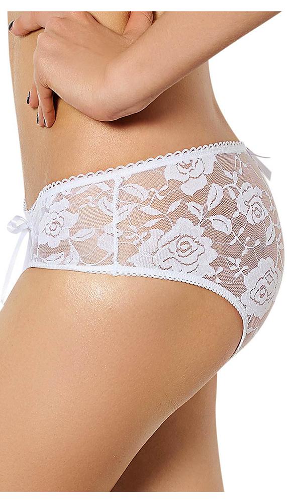 White crotchless lace panties: available in three sizes. - Lingerie