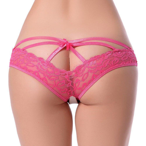 Crotchless Lace Cage Back Panty - Three Sizes Available - Lingerie
