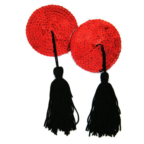 Sequin Nipple Pasties with Tassels - One Size Fits All - Lingerie